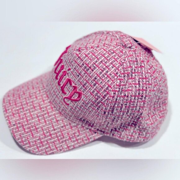 NWT Juicy Couture Pink Tweed Baseball Cap | Embroidered Logo | Adjustable - Picture 7 of 13